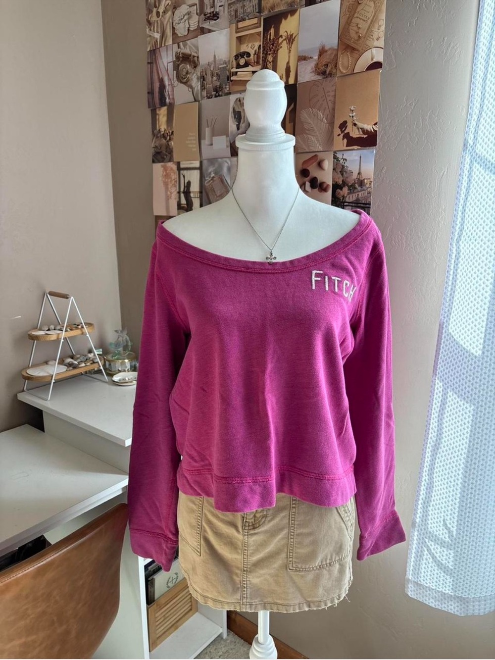 Vintage Y2K 2000s Abercrombie & Fitch Fuchsia crewneck🩷